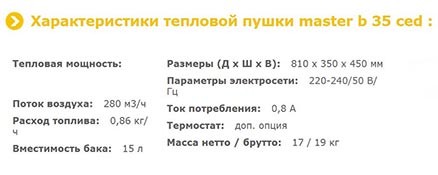 MASTER B 35 CED - технические характеристики
